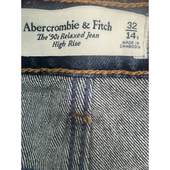 Abercrombie The 90's Straight Ultra High Rise Jeans Dark With Cuff Sz 32 14s New - Picture 9 of 12